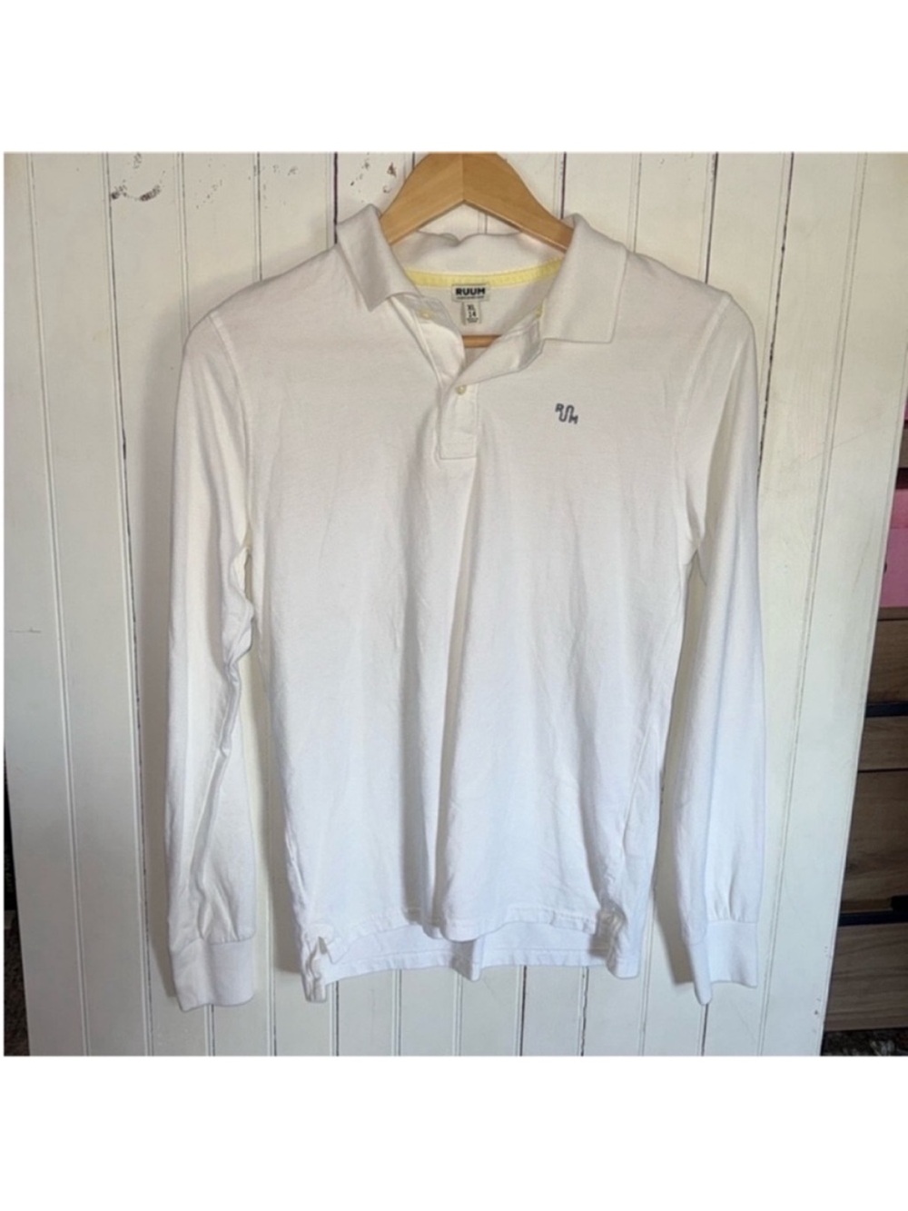 RUUM Long-Sleeve Polo Shirt White Size XL